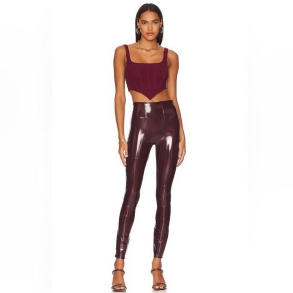 SPANX Faux Leather Burgundy Leggings